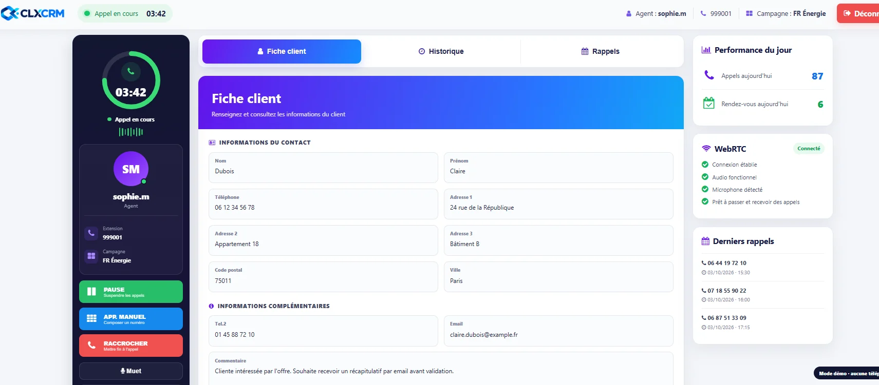 Interface agent WebRTC